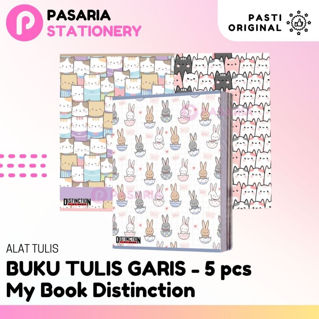 

Buku Tulis Garis My Book Distinction Cute 18x25cm 42 Lembar (5 Buku) Motif Lucu Sekolah/Kuliah