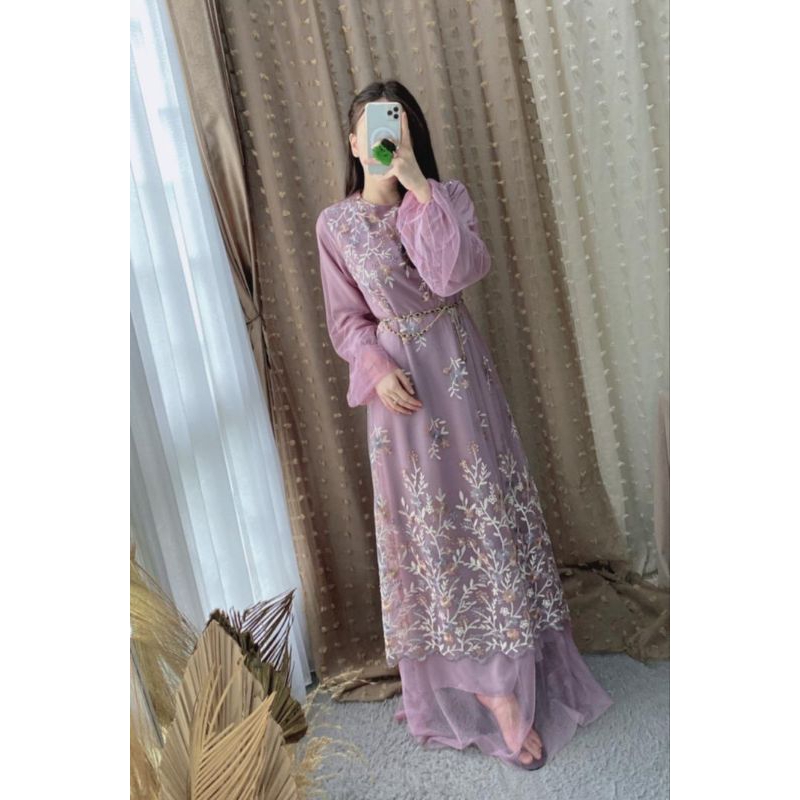 VAEESAN.ID || Nabila Dress || Dress Hijab Brukat || Gamis Collection Lebaran || Gamis Kondangan Prem