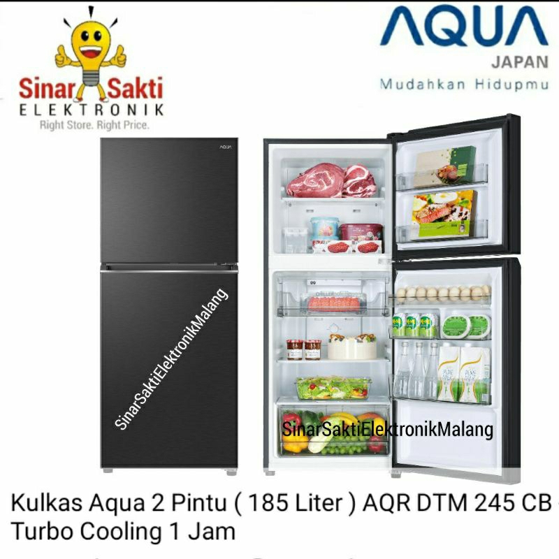 Kulkas Aqua 2 pintu AQR DTM 245 CB 185L 185 Liter AQR DTM245CBP / AQRDTM245CBP / AQR-DTM245CBP (DS) 