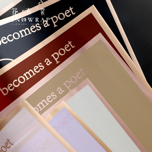 

Kertas Cellophane Gold List Kertas Buket Bunga Semi Transparan Frame Emas Bouquet Motif Kata Huruf