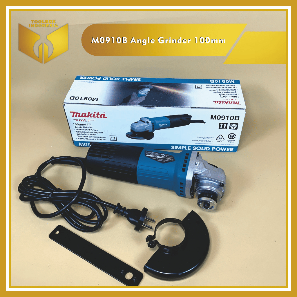 Makita Mesin Gerinda Tangan MAKITA 4" M 0910B M0910B Angle Grinder 0910 B