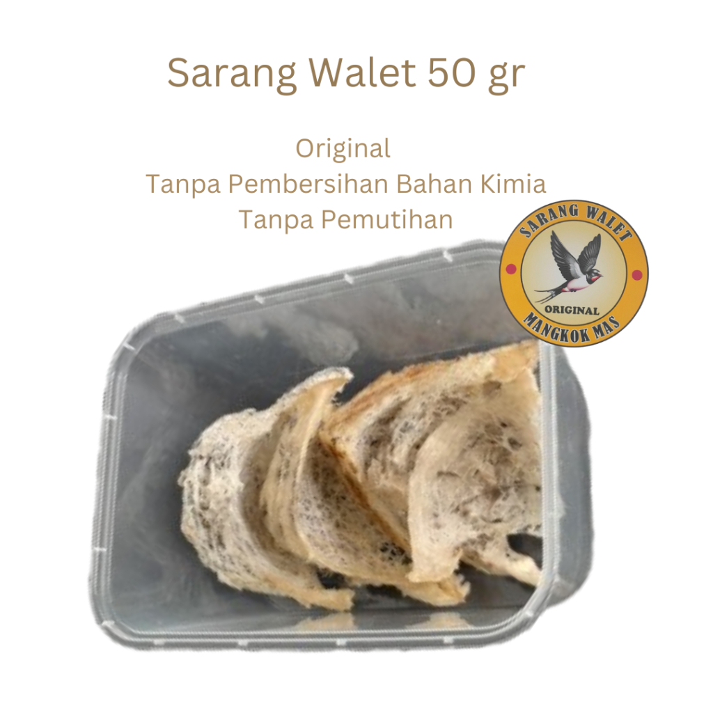 

Sarang Walet Kotor per 50 gr sudut / segitiga / sudut / A