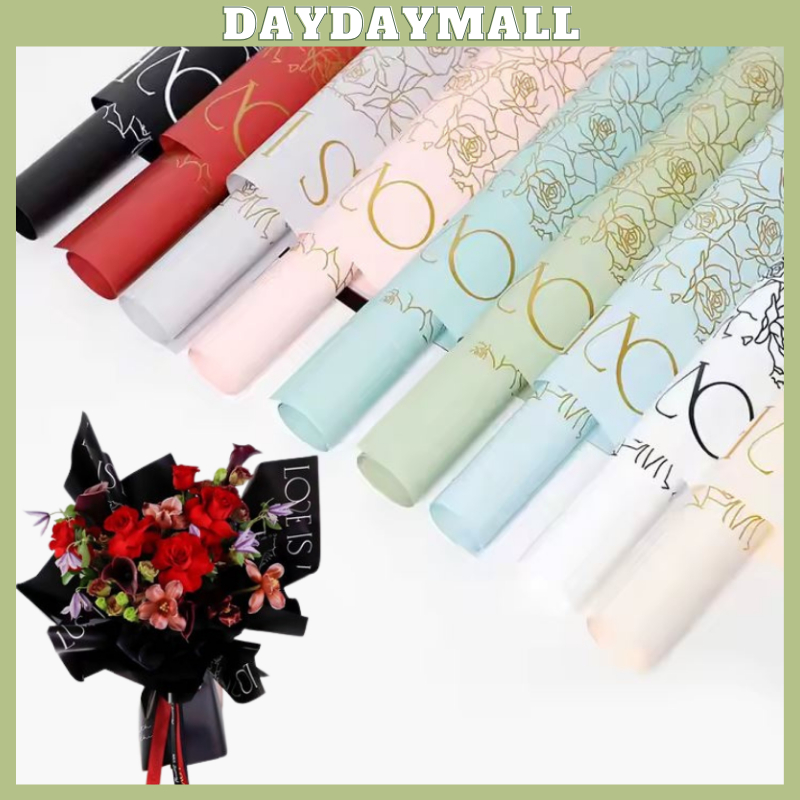 

20 LEMBAR Flower Wrapping Paper LOVE Kertas Buket Bunga Cellophane 6165