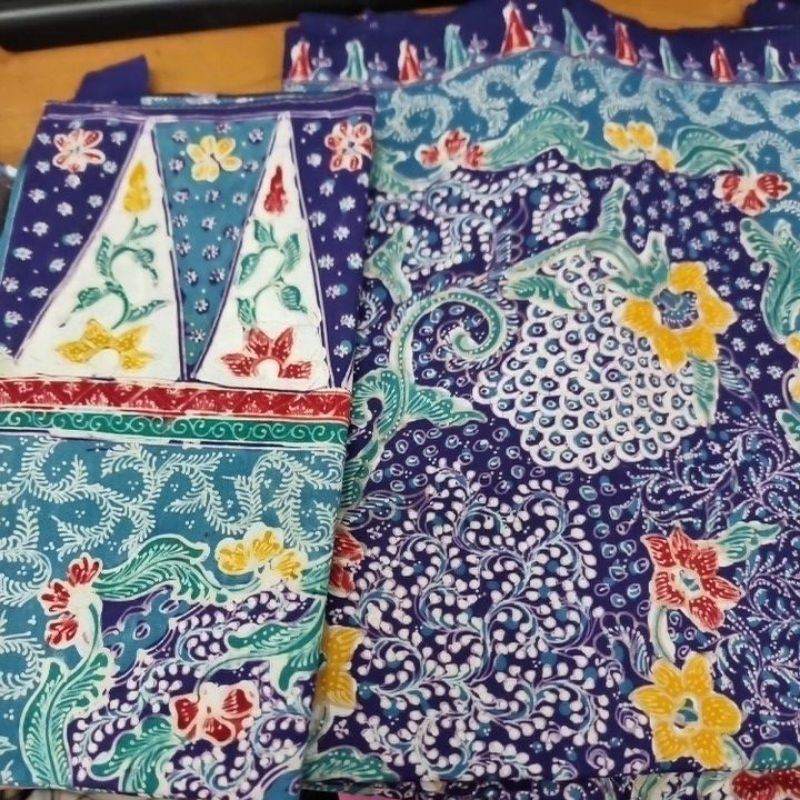 batik tulis set slendang ...biru