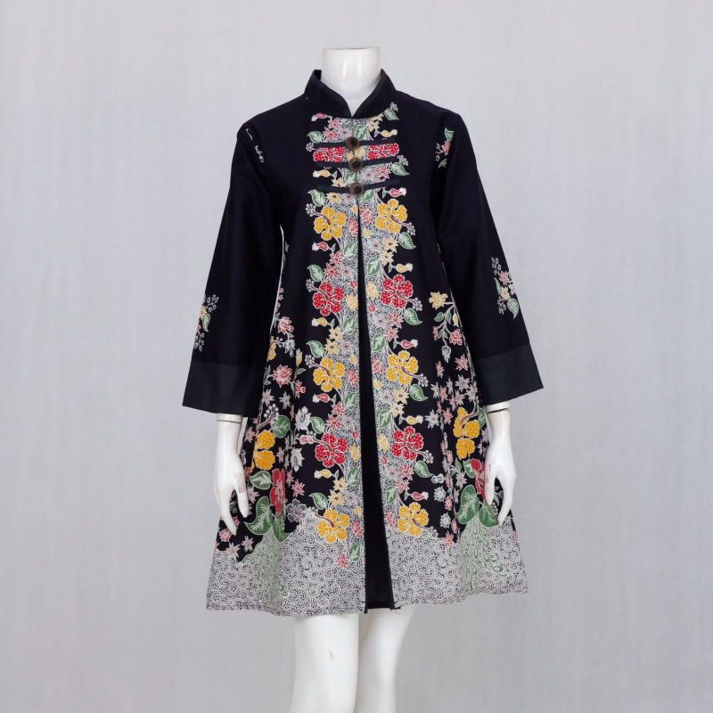 Tunik Pias Koin Florist Ayu Batik Katun Print SMLXLXXLXXXL