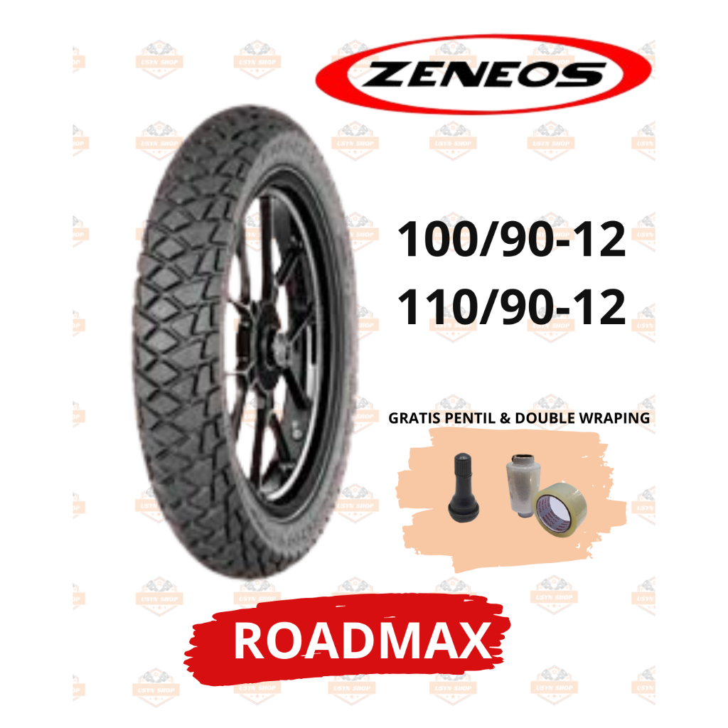 Zeneos Roadmax 100/90 , 110/90 Ring 12 // Ban luar Motor Dual Purpose Semi Trail Tubeles // Ban Dona