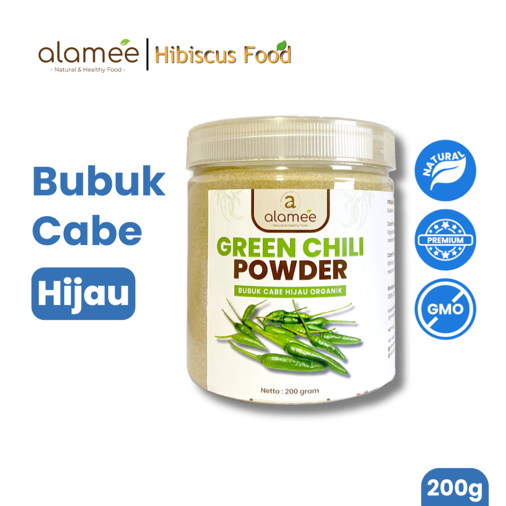 

ALAMEE Bubuk Cabe Hijau Green Chili Seasoning Powder Bumbu Masakan Dapur Murni Tampa Campuran 200gr fresh and natural
