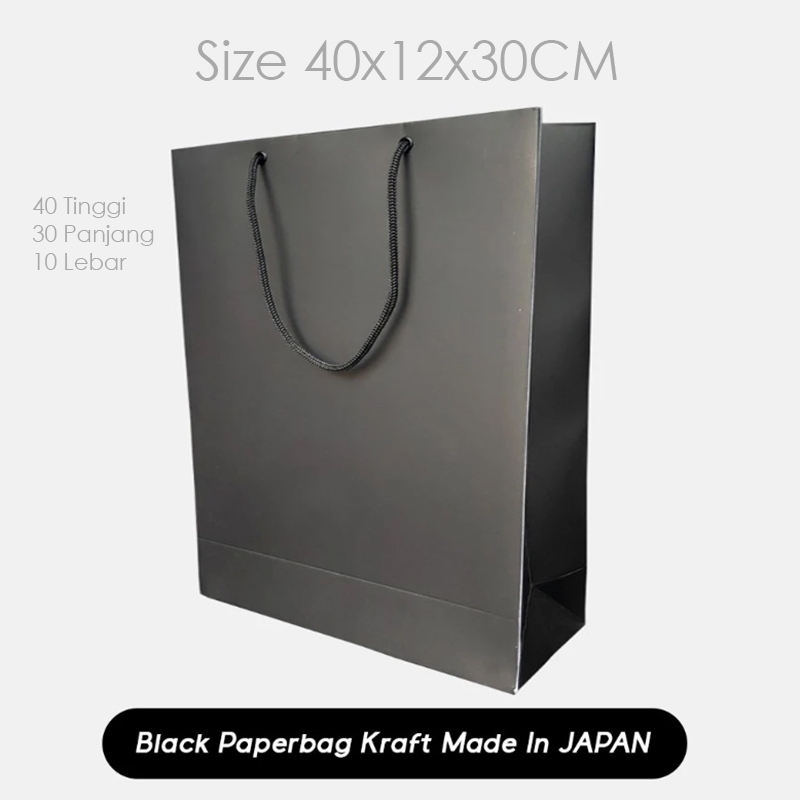 

Paper Bag Hitam Jumbo 40x12x30 CM Paperbag Warna Hitam Packing Baju / Papper Bag Kado Hitam Besar