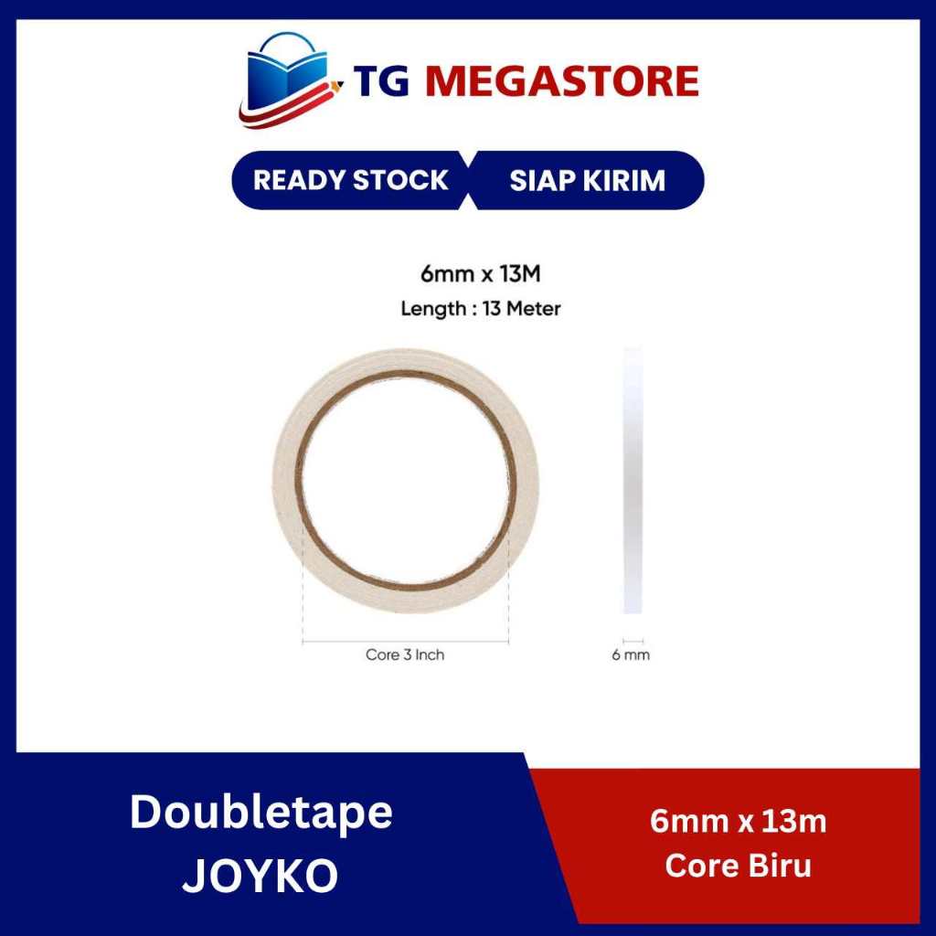 

Doubletape JOYKO 6mm x 13m Core Biru