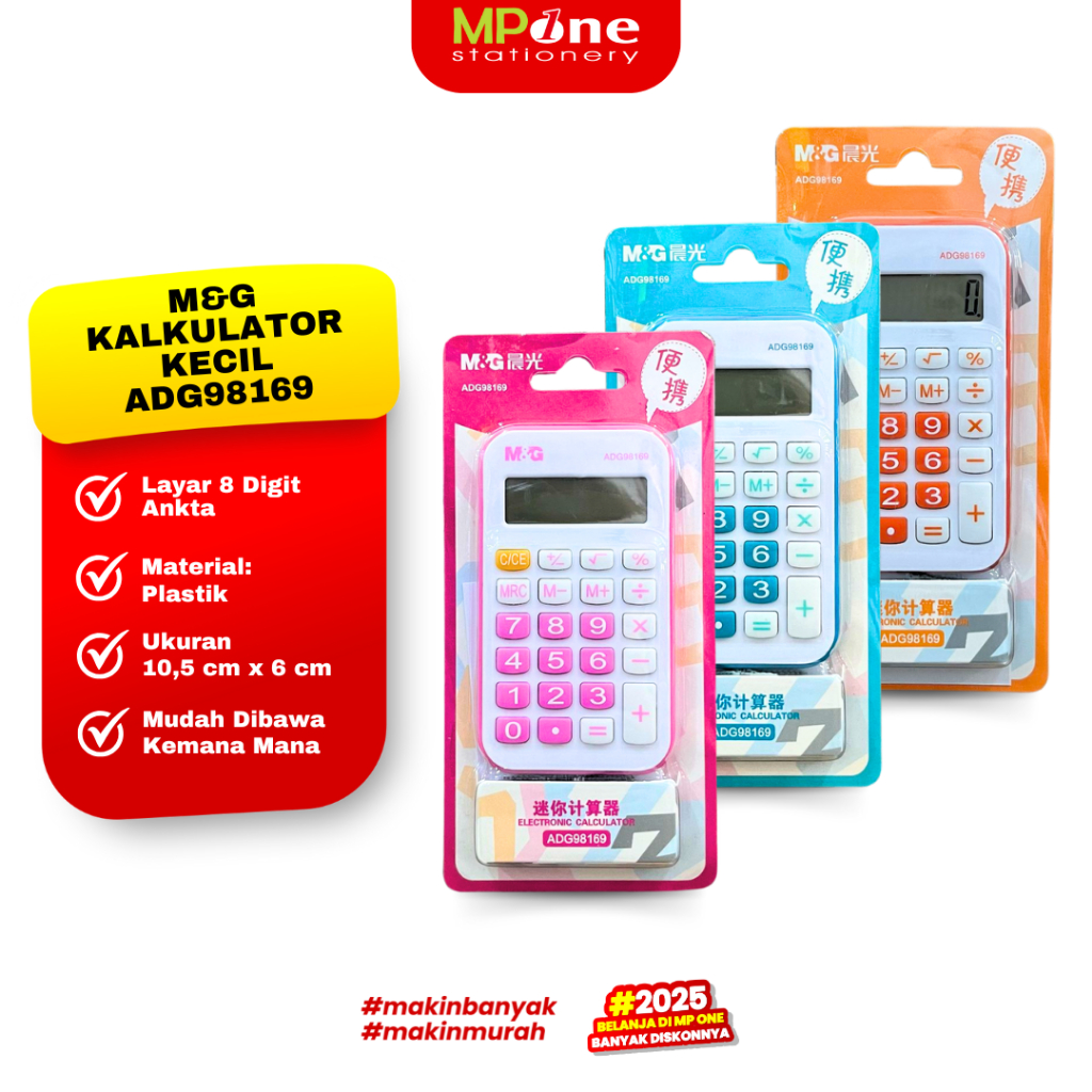 

(1 PCS) M&G Kalkulator Mini 8 Digit ADG98169 / Elektrik Kalkulator Kecil + Tali Leher M&G 98169