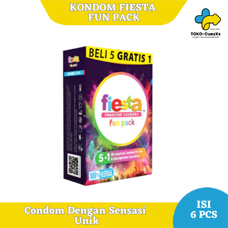 Kondom Fiesta Fun Pack - 6 Pcs Bergerigi Tipis Max Dotted Ultrathin Delay