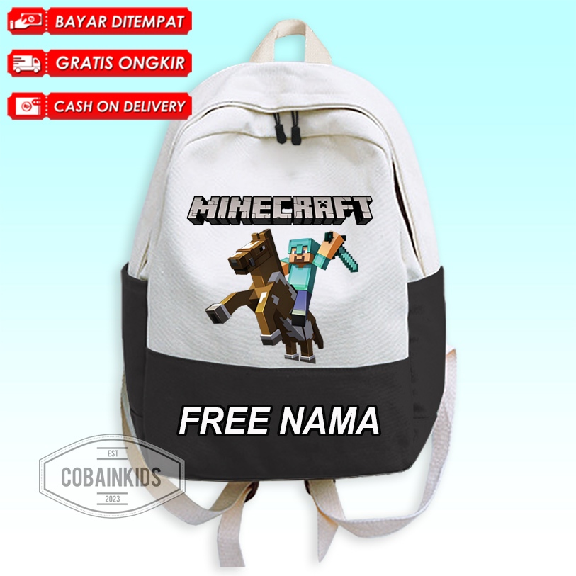 (BISA COD) Tas Ransel Anak Usia 3-12Thn MOTIF MINECRAFT POCKET EDITION STEVE  / String Bag Anak MINE