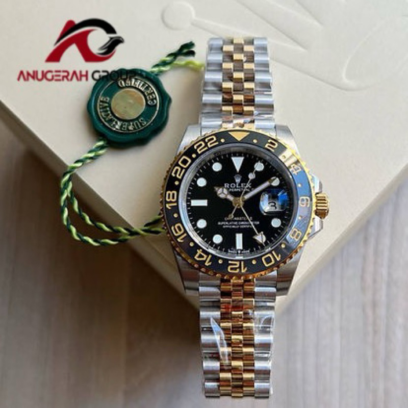 JAM ROLEX GMT MASTER II MISTO JUBILEE 40MM AUTOMATIC SAPPHIRE BODY SWISS ORI PREMIUM