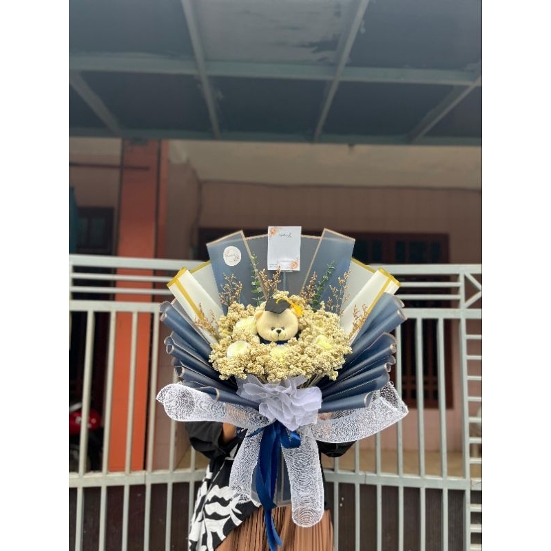 #RF002 Wisuda Bouquet Edelweis / Bunga Palsu / Hadiah Wisuda / Graduation Bouquet