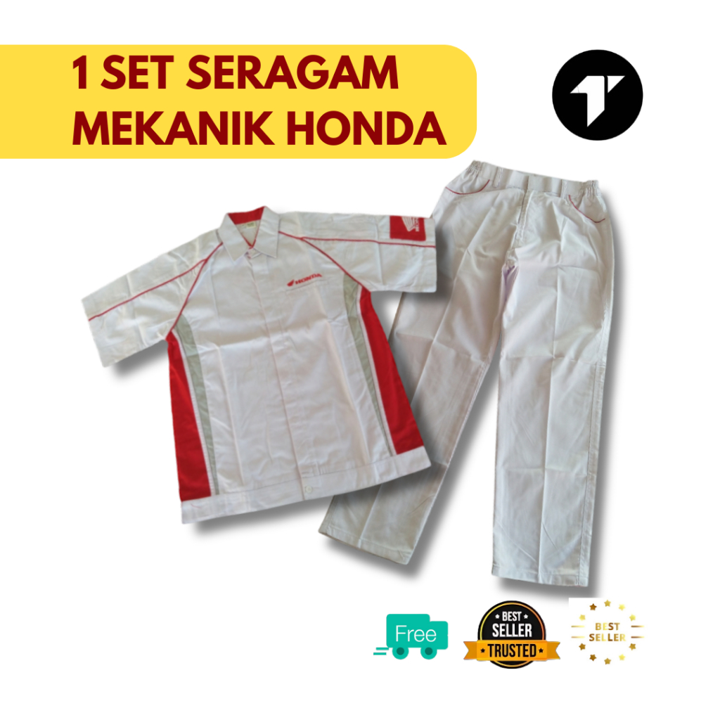 TANAKA 1 SET  BAJU CELANA SERAGAM MEKANIK HONDA I BAJU CELANA MEKANIK HONDA KUALITAS PREMIUM