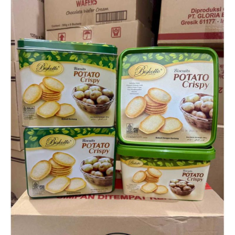 

Biskotto Potato Crispy Biskuit Kentang 400gr Kaleng & Box Plastik