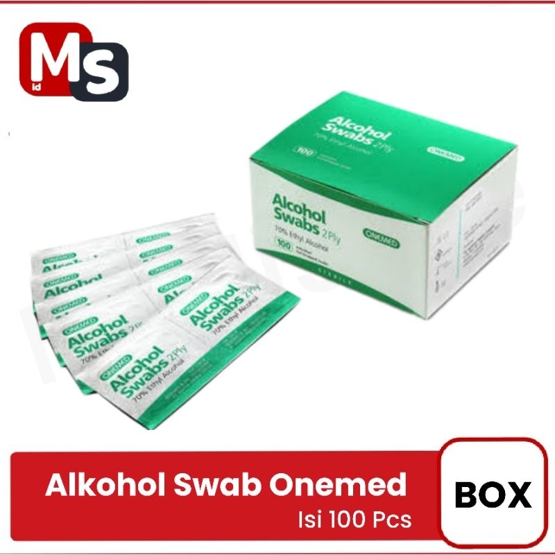 Alkohol Swab OneMed Hijau Box isi 100 Pcs