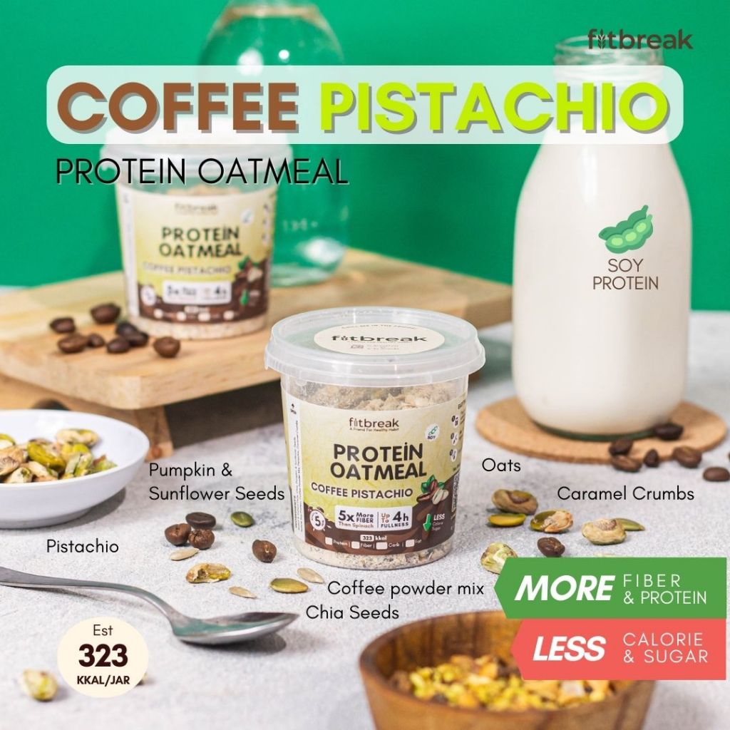 

Coffee Pistachio / Healthy Snack / Instant Oats / Overnight Oats / Diet Friendly / Sarapan / Oatmeal