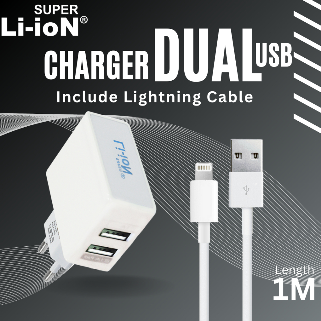 CHARGER (12W) SUPER LI-ION Sl101+ KABEL DATA MICRO/IPHONE