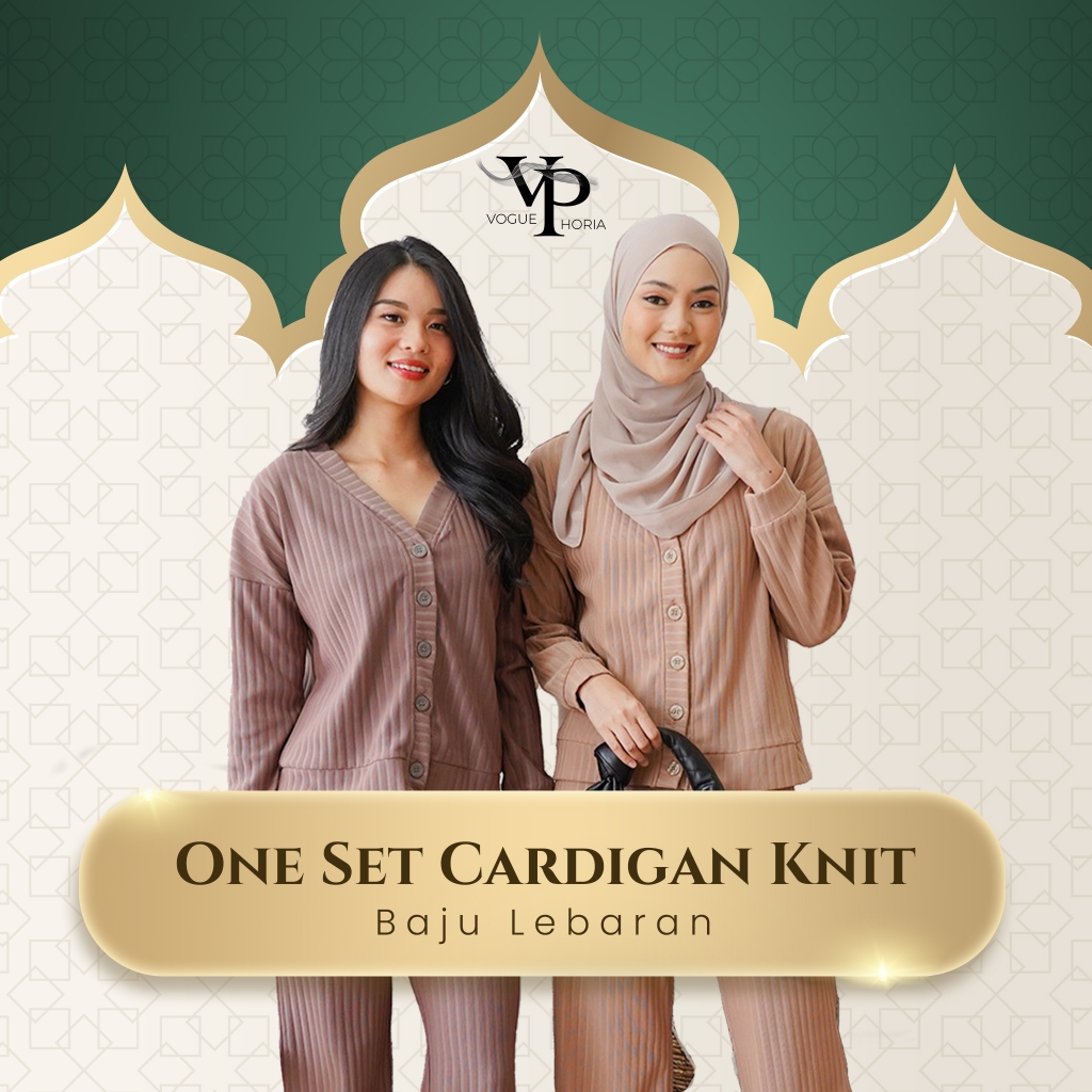 VoguePhoria - One Set Cardigan Knit - Lebaran - Atasan Wanita - Women Top - Baju Lebaran - Lengan Pa