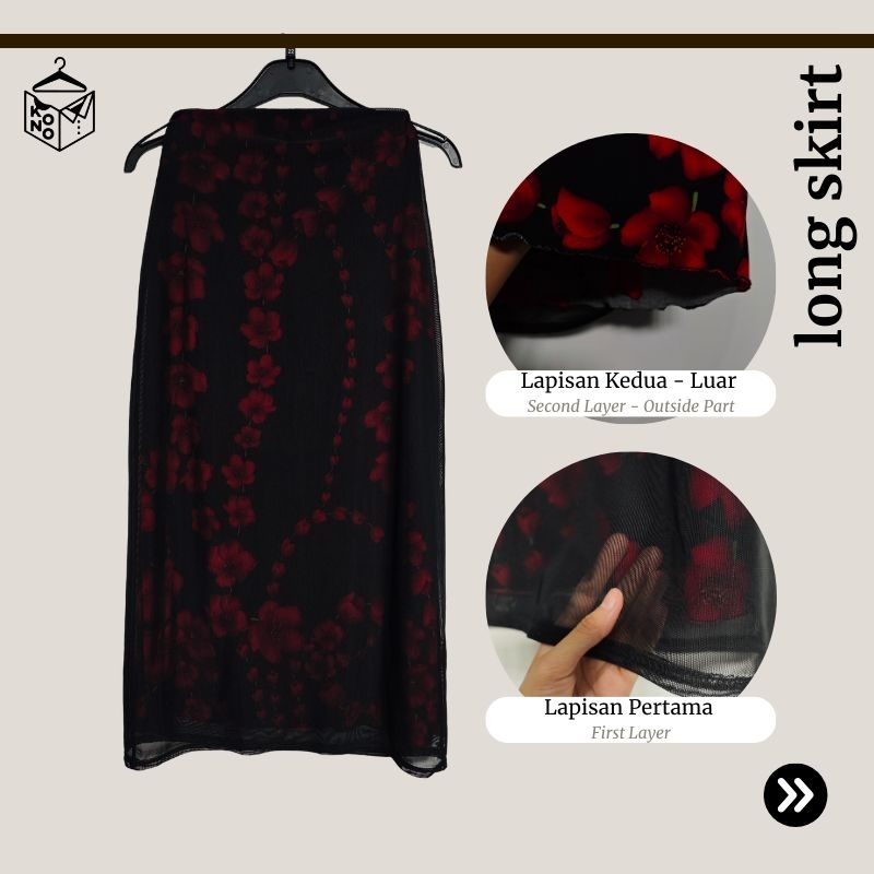 Rok Panjang Wanita / Rok Panjang Floral / Long Skirt