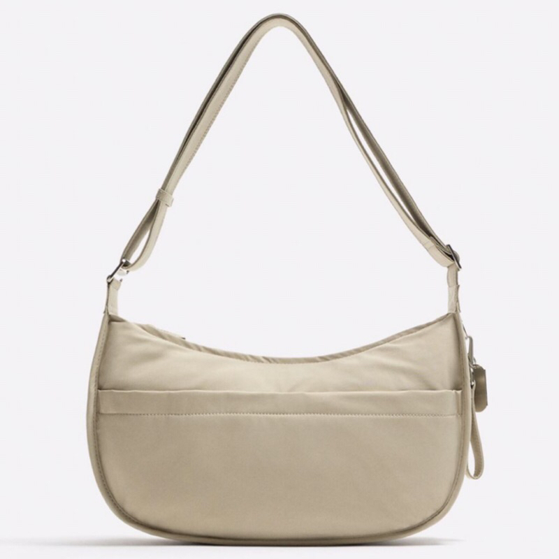 ZARA Men Nylon Shoulder Bag Tas Bahu Pria Bone White