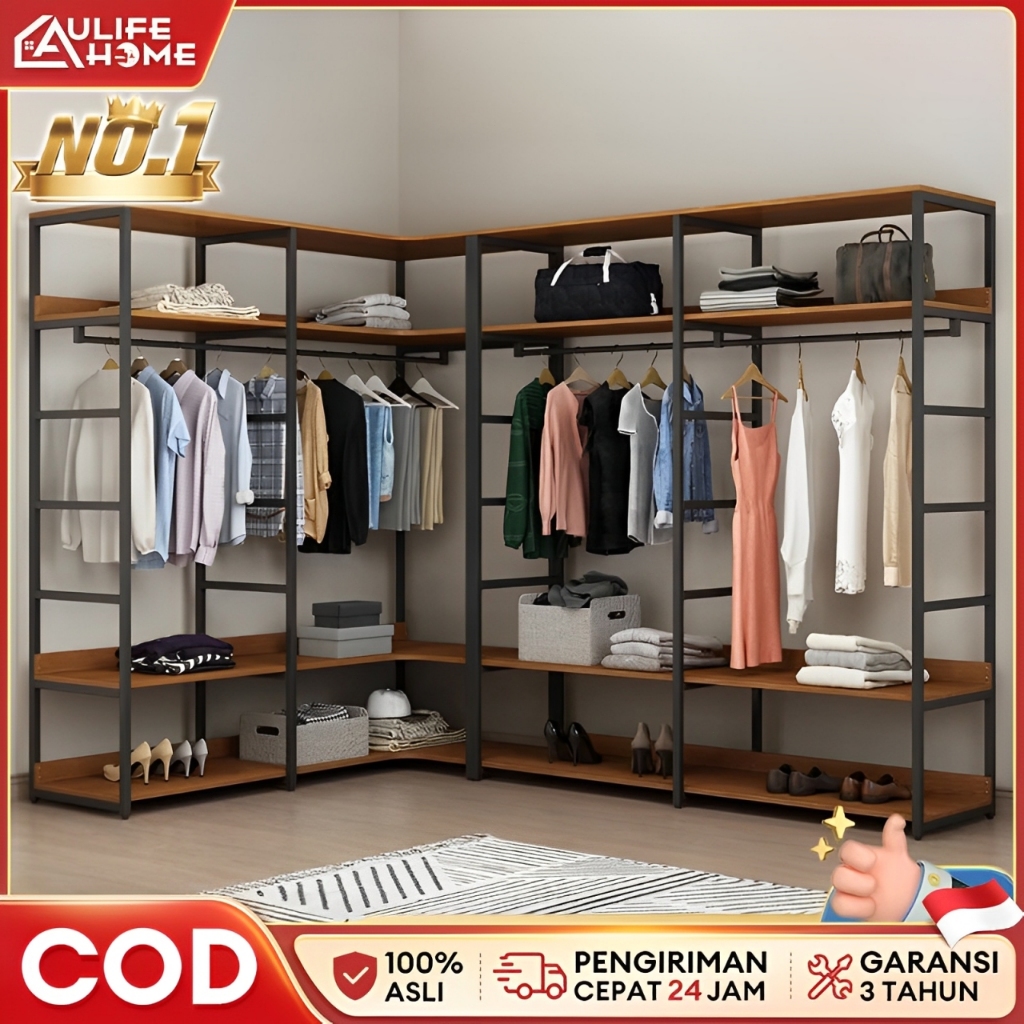 Rak Gantungan Baju Stand Hanger Rak Gantung Baju Kayu Lemari Baju Minimalis Gantungan Baju Besi