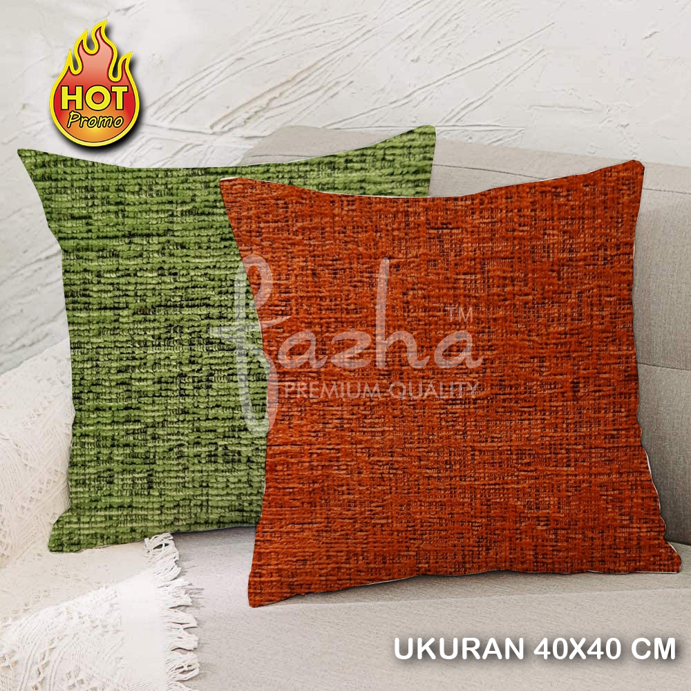 Sarung Bantal Sofa Kursi Tamu fazha Mewah Kekinian Modern Premium Murah Motif Polos Hijau Orange Cok