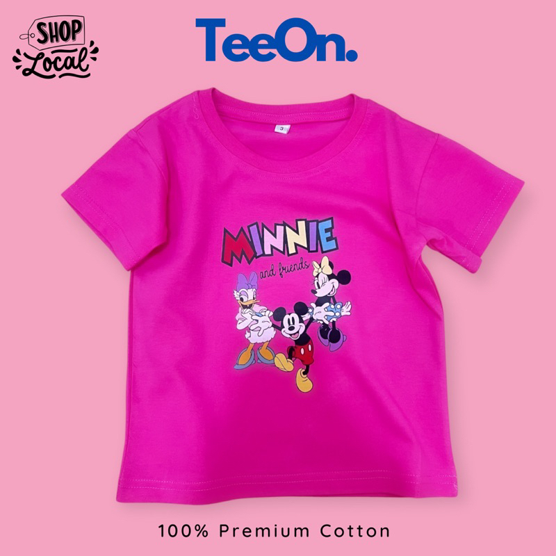 TeeOn [PINK FUSCHIA Series] Kaos Anak CropTop Cewek Warna Pink Kaos Anak Perempuan Lucu Bahan Katun