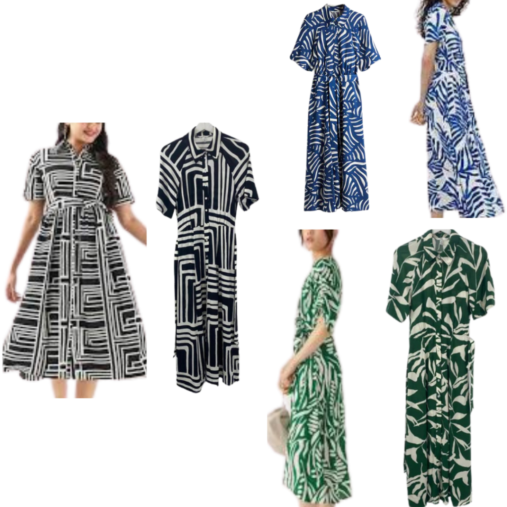 DRES LENGAN PENDEK LENGKAP TALI PINGGANG FULL KANCING MOTIF WARNA