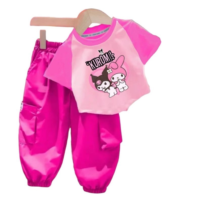 SETELAN CARGO ANAK SETELAN ANAK PRIA WANITA BAJU ANAK KUROMI SETELAN CARGO KUROMI