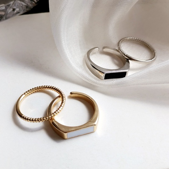 2Pcs Satu Kata Set Kotak Set Cincin Pembukaan Cincin Jari Telunjuk yang Dapat Disesuaikan