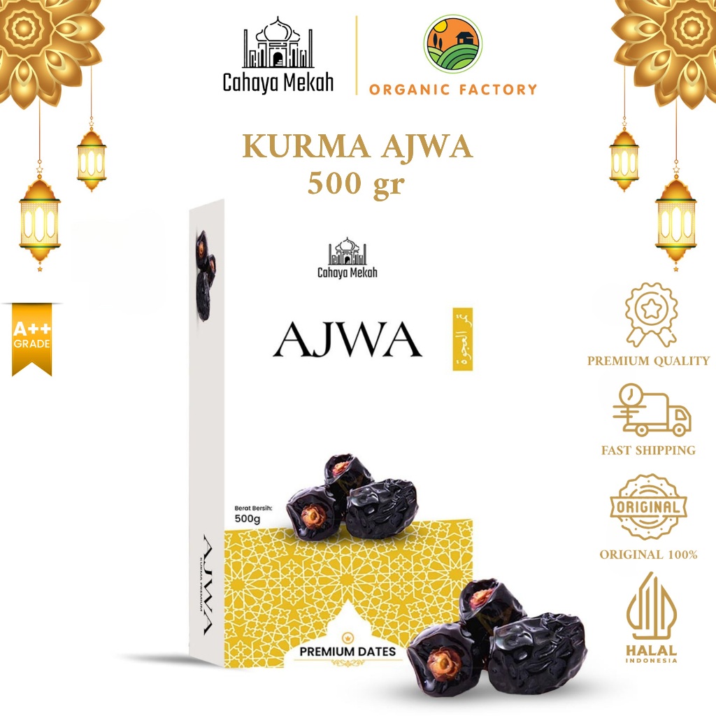 

Cahaya Mekkah Kurma Ajwa Box 500gr Kurma Nabi Premium 100% Original Oleh Oleh Haji Umroh