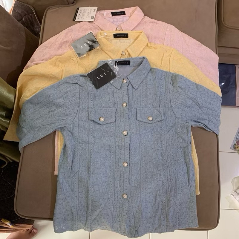 kemeja wanita lengan panjang JRY Import Bangkok / Kemeja wanita lengan panjang brukat mutiara / keme