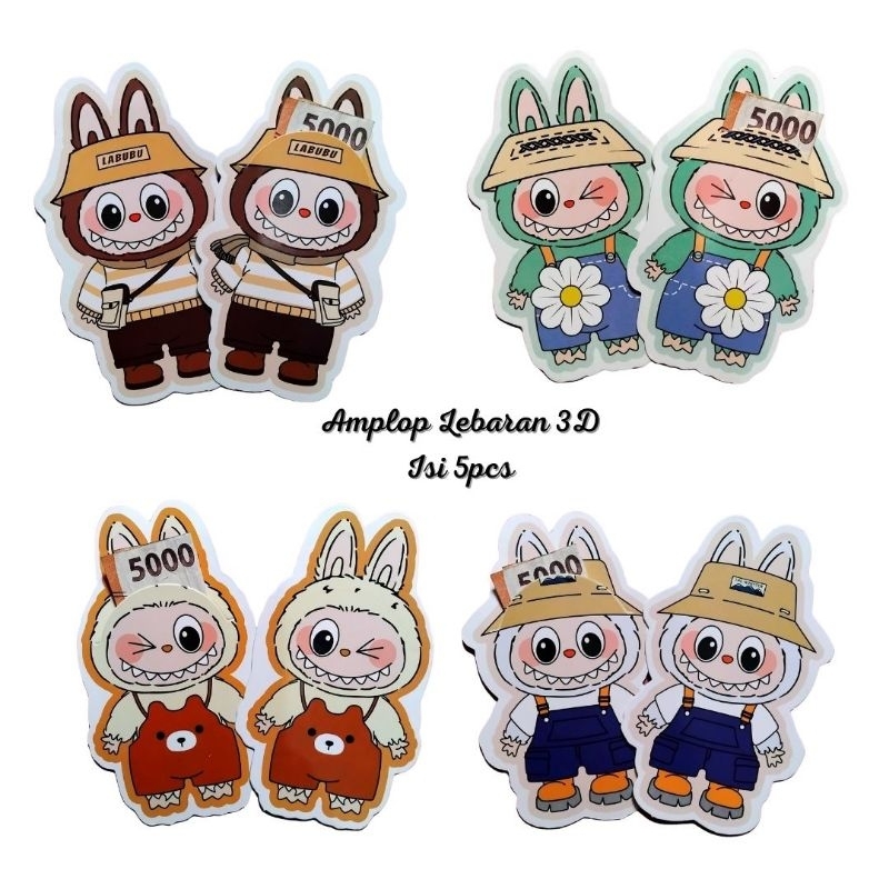 

(ISI 5 ) AMPLOP LEBARAN 3D KARTUN VIRAL LABUBU SANRIO BAHAN TEBAL PREMIUM
