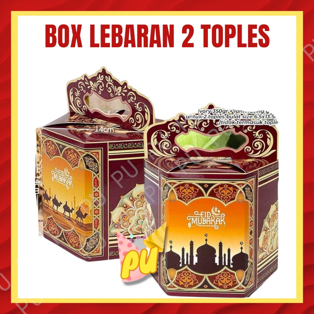 

Box Idul Fitri 2 TOPLES Lebaran / Kotak Kue Lebaran / Parcel Idul Fitri / Hampers Lebaran ukuran 14x14x14 cm