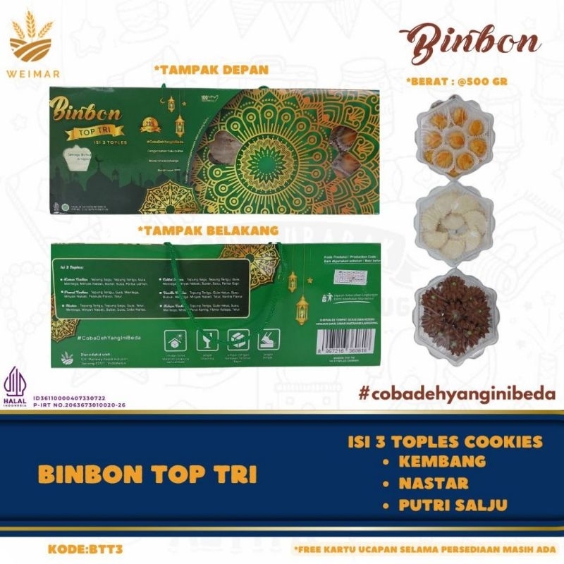 

KUE LEBBARAN BINBON. TOP TRI ISI 3 TOPLES