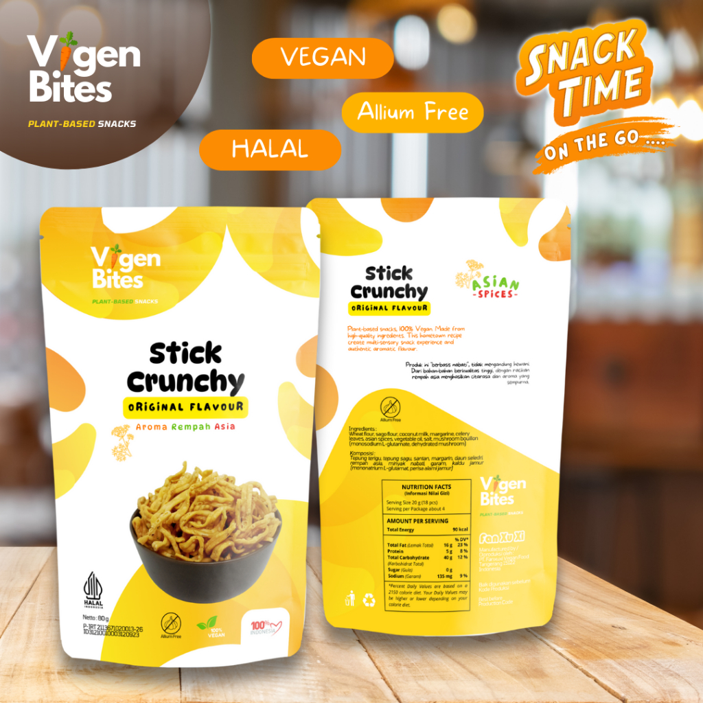 

Vigen Bites STICK CRUNCHY + VEGAN + HALAL + Vegetarian + Allium Free