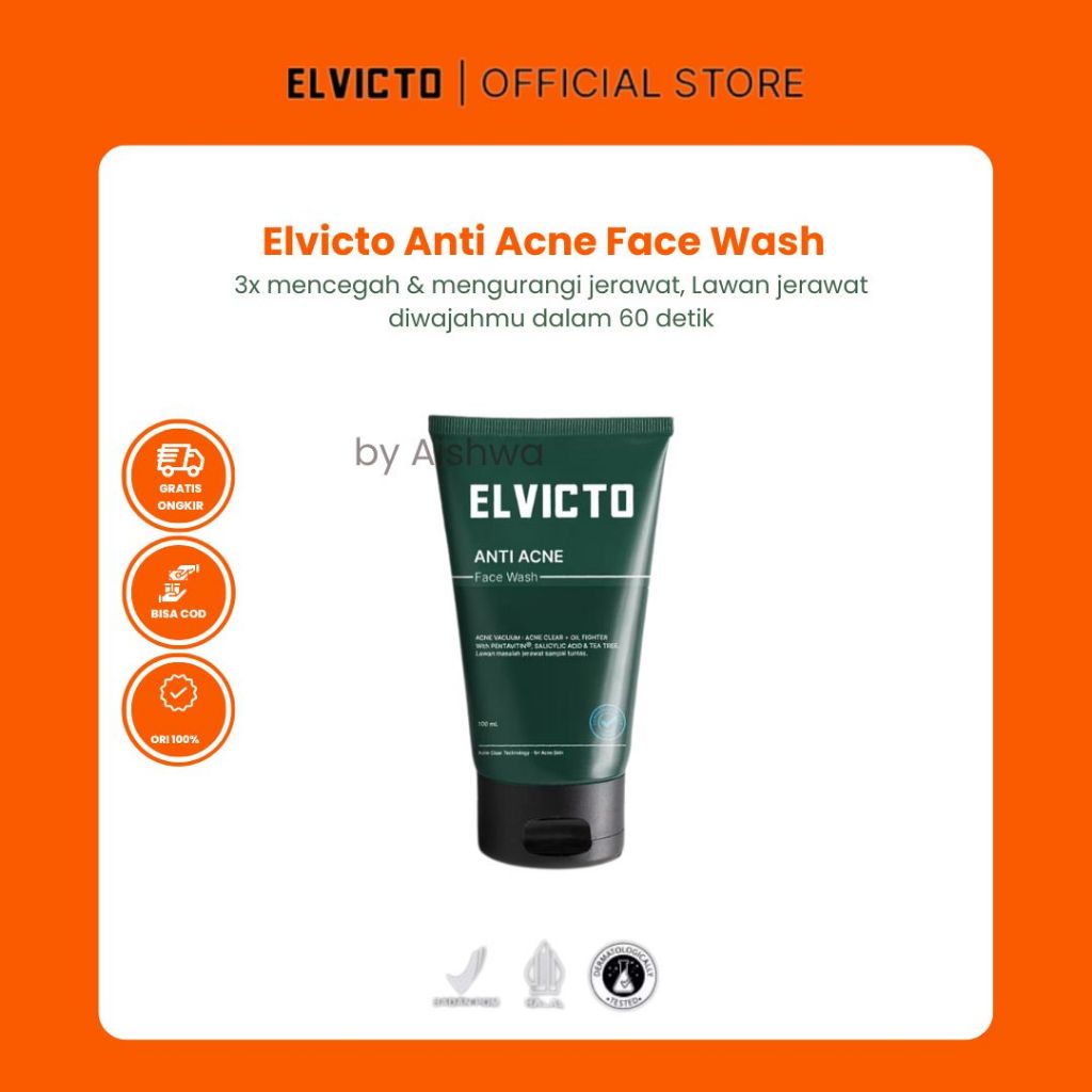 Elvicto Acne Fight Face Wash Men Sabun Wajah Pria Berjerawat Facial Wash Elvicto Sabun Cuci Muka