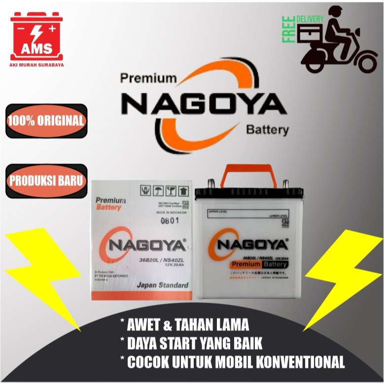 Aki Mobil Mobilio Brio Nagoya Premium NS40ZL 12V 35 Ah Gratis kirim Surabaya
