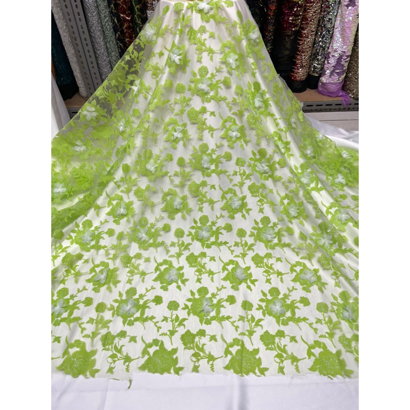 BAHAN KAIN ORGANZA MOTIF 3D /MOTIF BUNGA/KEBAYA WANITA