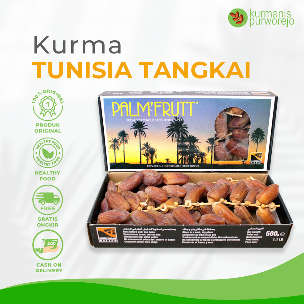 

Kurma Tunisia Tangkai PalmFrutt 500 Gr Original 100% Premium Berkualitas