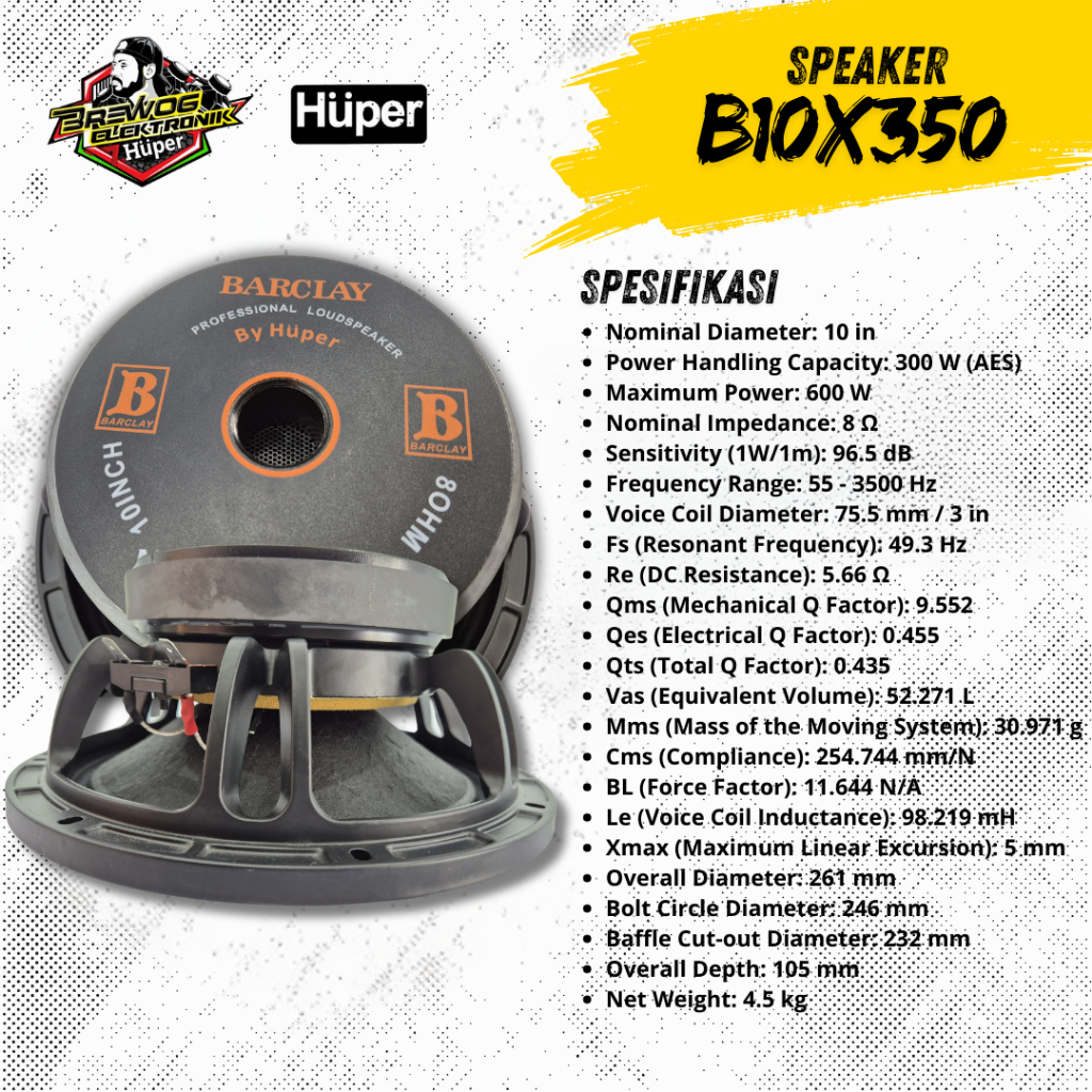 Huper Barclay Speaker B10X350