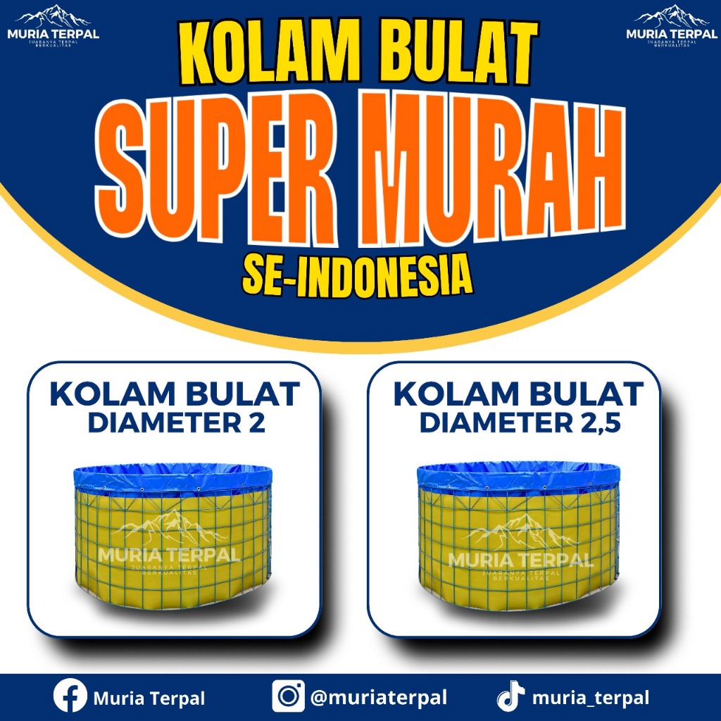 Kolam Terpal Bulat Bioflok Fullset Kolam Lele Bahan ORCHID SEMIKARET Asli