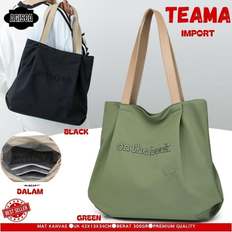 TAS BAHU BAHAN KANVAS TAS TOTE BAG IMPORT WANITA PREMIUM QUALITY TEAMA
