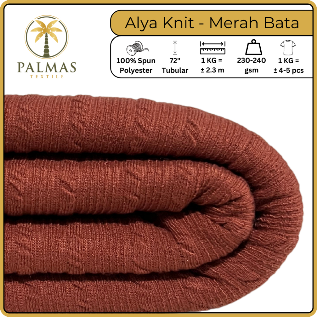 Kain Alya Knit - Merah Bata (Bahan Kaos)