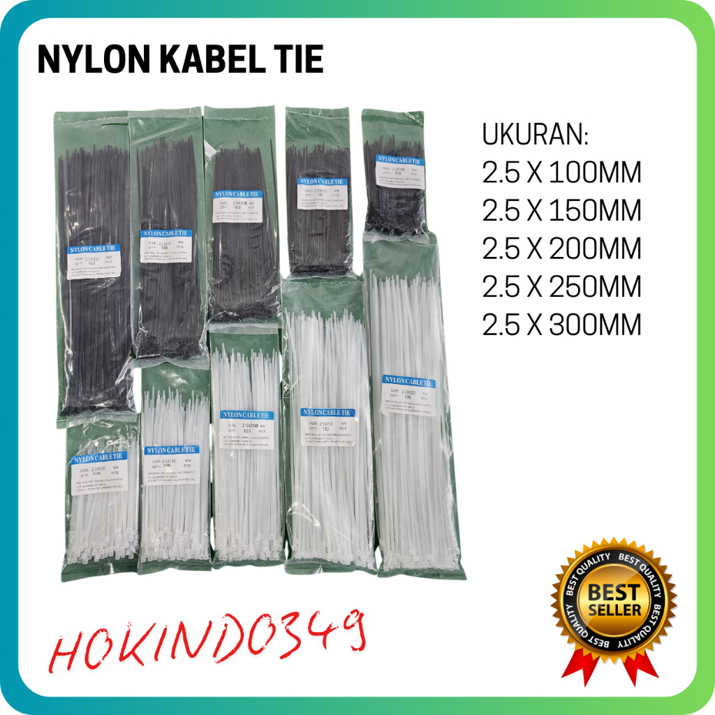 

Nylon Cable Tie Kabel Ties 2.5mm x 10cm 15cm 20cm 25cm 30cm Hitam Putih Kualitas Baik