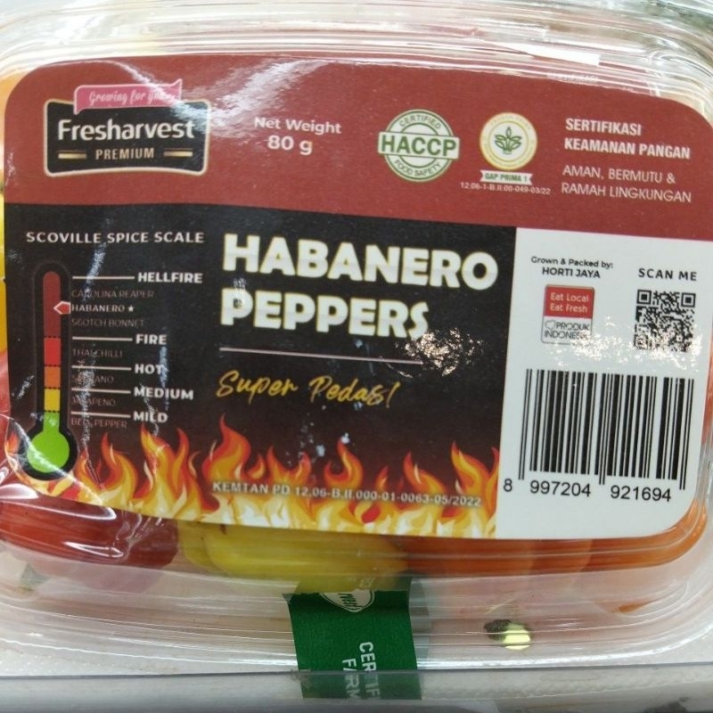 

Freshharvest Habanero Peppers Super Pedas/pack 80g
