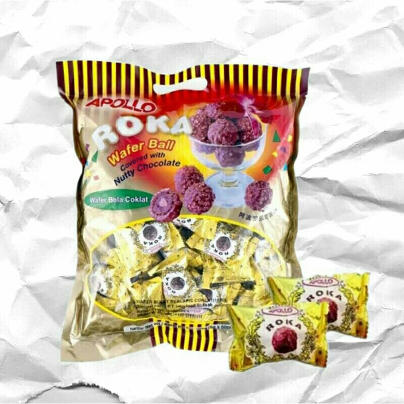 

ROKA APOLLO WAFER BALL COKLAT ISI 50 PCS ORIGINAL 300g Snack Coklat Wafer Ball Cemilan enak Coklat Tebal Rasa Mantap Snack Terlaris