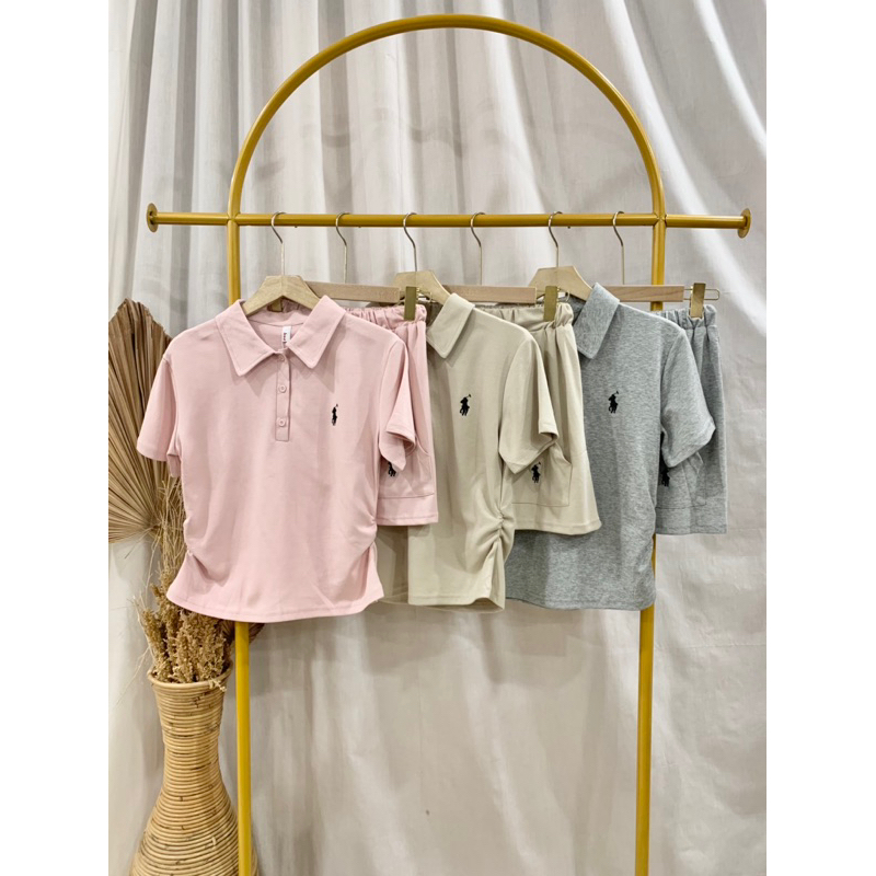 Polo Top + Mini Skirit Wanita